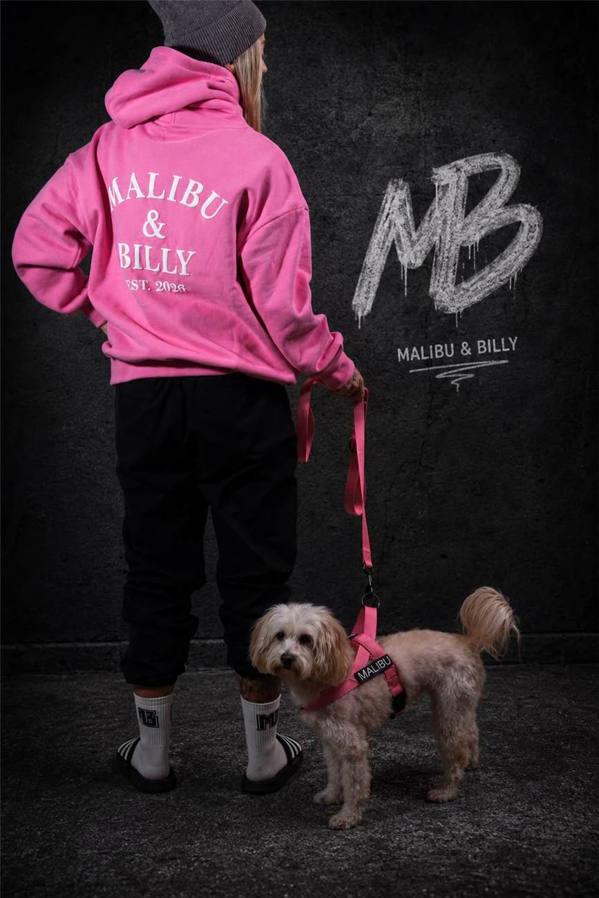 Matching in Hot Mess Pink, owner and dog