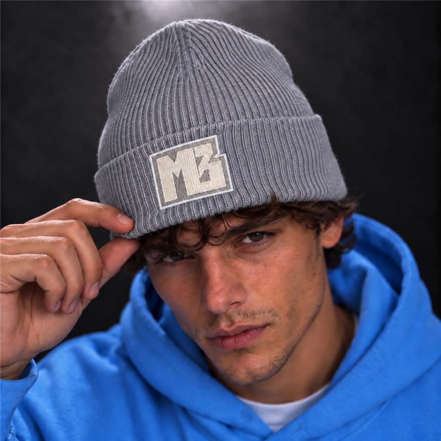 Grey MB Essentials Beanie, men
