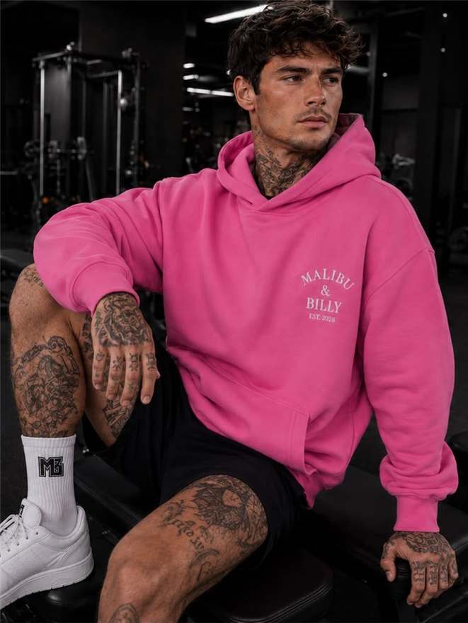 Hot Mess Pink oversized hoodie, men 3