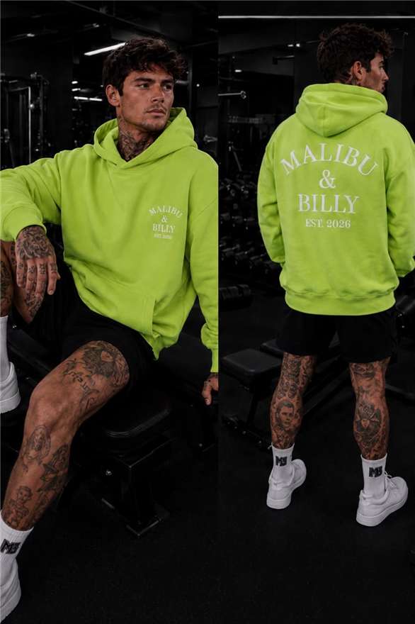 Midori Splice hoodie, front and back, in the gym